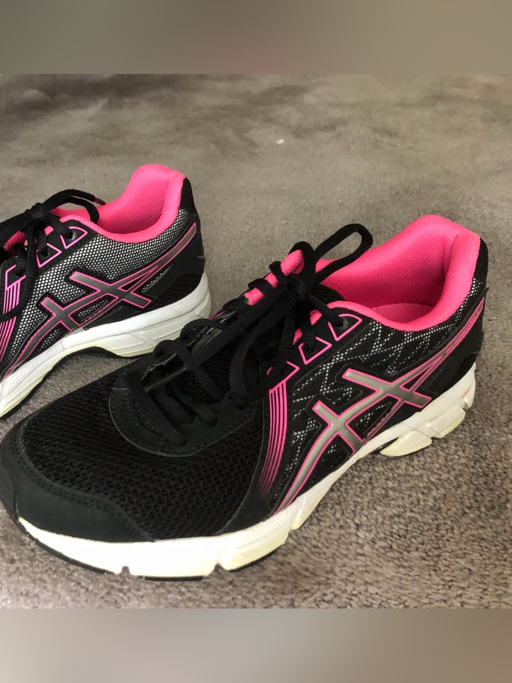 ASICS Women's Black and Hot Pink Athletic Running Shoes